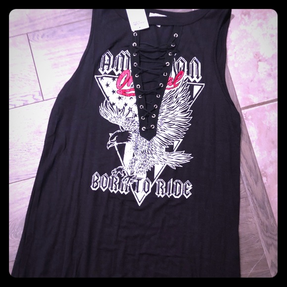 Charlotte Russe Dresses & Skirts - ‼️NWT Tank Dress Born To Ride Black SZ M